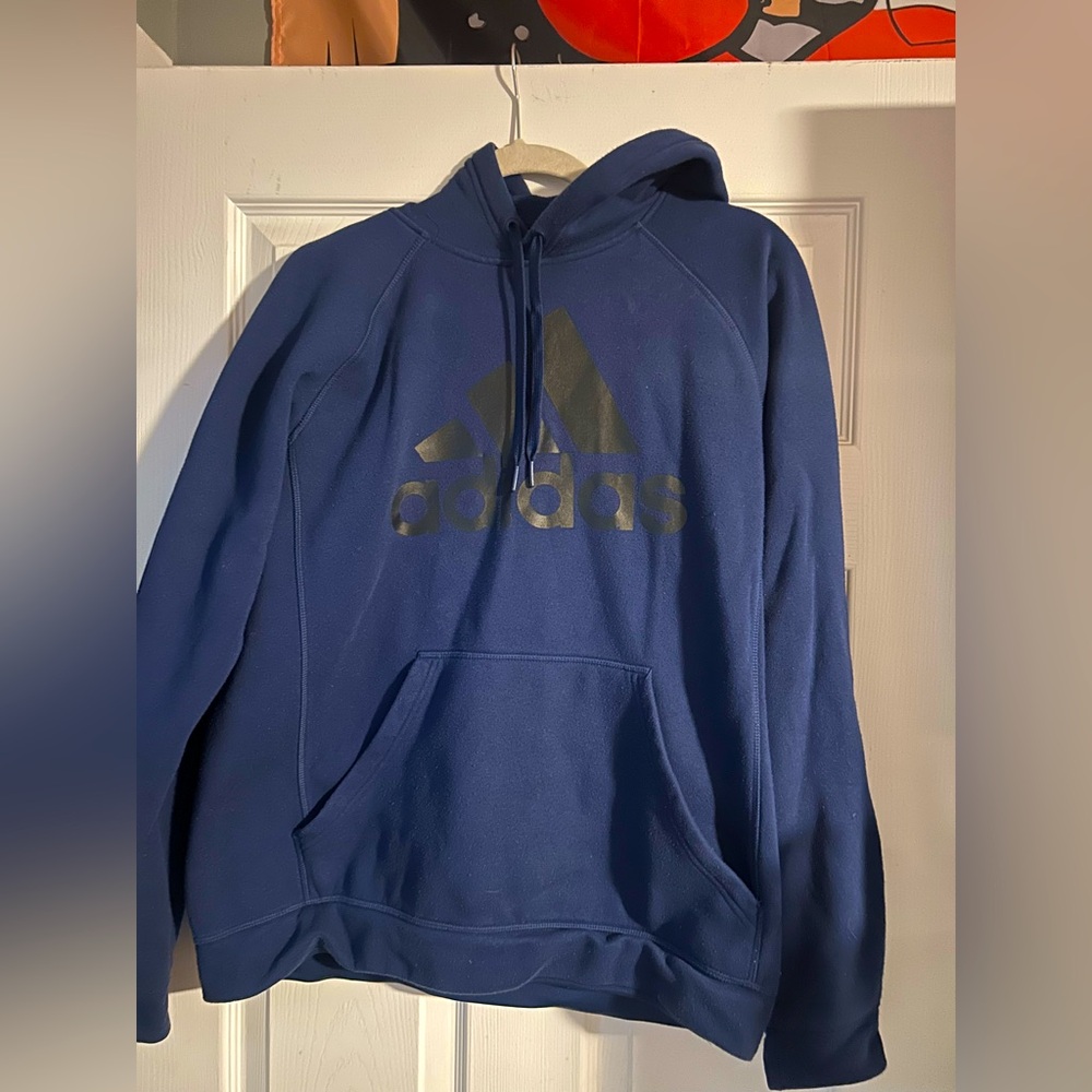 Men’s Adidas Big Logo Blue Pullover Hoodie